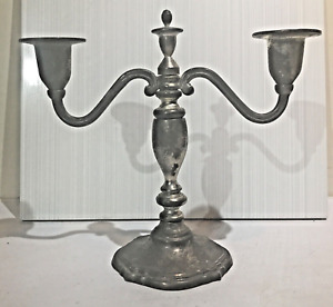 Vintage Silver Plated 2 Arm Candle Holder Candelabra 8 Inch Tall 9 Wide
