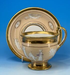 Neoclassical Paris Porcelain Cabinet Cup Saucer Attr Halley C 1810