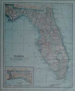 Antique 1914 World Atlas Map Florida Fl Connecticut Ct Conn Old World War Ww 