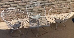 Homecrest Mid Century 60s Modern Patio Set 3 Chairs Plus Table Tea Cart