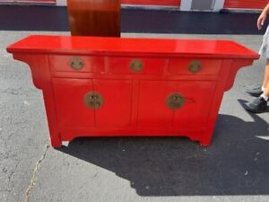1970s Asian Red Server Sideboard