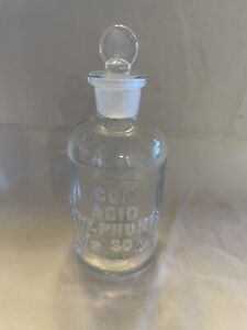 Antique Embossed Con Acid Sulfuric Apothecary Glass Compound Bottle