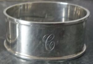 Antique English Sterling Silver Oval Napkin Ring C Initial 6 Dated 1923