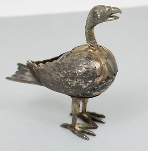 Taxco Mexico Figural Marble Stone Bird Turkey Silver Plated Sculture