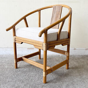 Vintage Ming Style Bamboo Rattan Arm Chair By Ficks Reed
