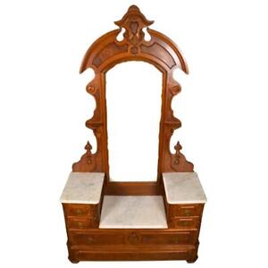 Antique Victorian Marble Top Drop Center Dresser 22009