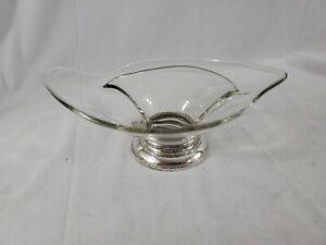 Web Sterling Divided Glass Dish With Sterling Silver Base Euc Free Shipping