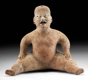 Large Extraordinary Authentic Olmec Terracotta Seated Baby 1000 600bce 14 3 Wd