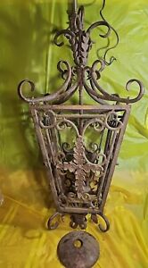 Vintage Gothic 3 Light Foyer Pendant Chandelier In Antique Wrought Iron