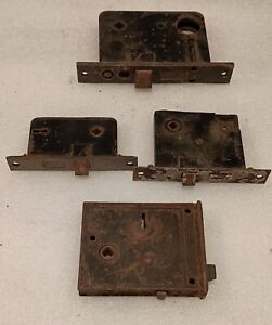 Lot Of 4 Antique Mortise Door Locks Rustic Reclaimed Salvage Skeleton Key Type