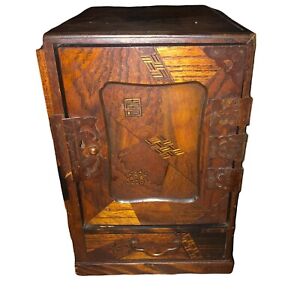 Antique Japanese Meiji Parquetry Scholars Box Desk Needs Restoration Rare