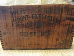 Vintage Wooden Dupont Explosives Box Crate Antique Hunting 10285