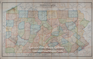 1897 Rare Map Railroad Rail Road Map Of Pennsylvania