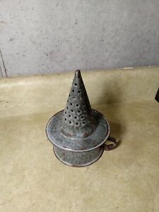 Antique Gray Graniteware Witches Hat Funnel Strainer