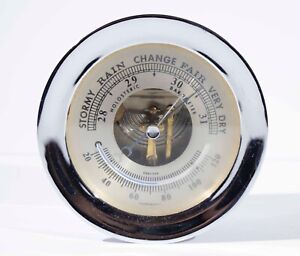 Vintage Chelsea Usa Ship S Bell Barometer Thermometer Nickel Steel Working