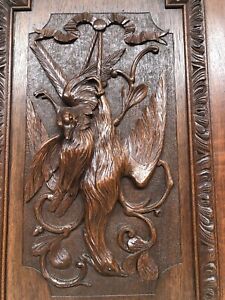 Stunning Large French Death Game Hunt Black Forest Door Panel In Wood