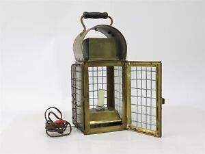 Vintage Brass Ship Oil Lantern Wired For Electricity Maritime Nautical Light