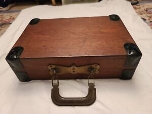 Ornate Gothic Handmade Wooden Box Lined With Red Velvet Dovetail Joints Brass