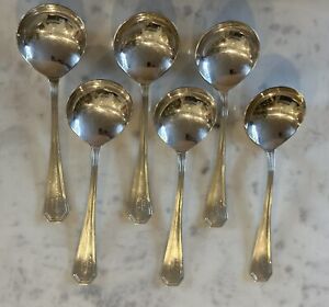 Set Of 6 1835 R Wallace Silverplate Sectional Soup Spoons Mono See Photo 6 75 