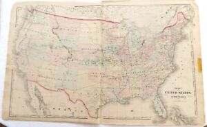 1876 United States Indian Territory Antique Atlas Map