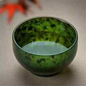 Chinese Tibet Medicine King Jades Stone Tea Bowl Cups Hand Carved Gongfu Teaware