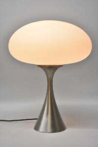 Vintage Bill Curry For Laurel Lamp Co Mushroom Table Lamp Brushed Silver