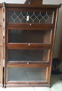 Barrister Bookcase 4 Shelves W Leaded Glass Door Pick Up In Park Ridge Il