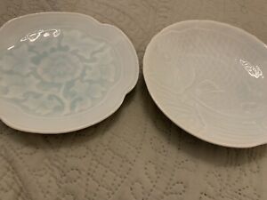 20th Century Japanese Celadon Decorative Plates One Is Signed By Artist 7 8 
