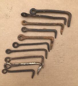 Lot Of 10 6 8 Antique Vintage Hand Forged Iron Barn Door Hook Gate Latch