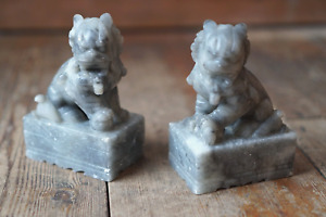 Vintage Chinese Soapstone Foo Dog Book Ends