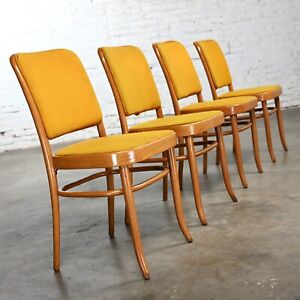4 Armless Bauhaus Beech Bentwood J Hoffman Prague 811 Dining Chair Style Thonet