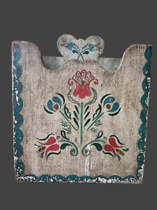 Old Antique Vtg Folk Art Penn Dutch Painted Wood Box Heart Top Rustic Primitive