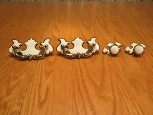 French Provincial Drawer Pulls Handles White Brass Canada Lot Of 4 Pulls Video