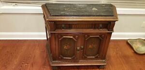 Antique Commode With Black Marble Top And Server Drawer