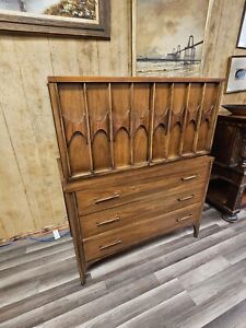 Mcm Walnut Highboy Dresser Armoire By Kent Coffey For Perspectra 5 Drawer