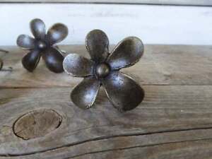 Vintage Antique Bronze Metal Flower Drawer Pulls Handles Cabinet Knobs