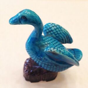  Antique Chinese Export Faience Porcelain Figurine Glazed Turquoise Duck