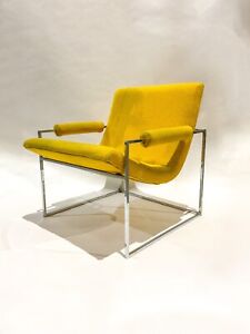 1955 Thayer Coggin Milo Baughman Yellow Scoop Lounge Arm Chair
