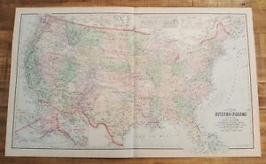 Antique Colored Map Gray S New Map Of The United States The National Atlas 1893