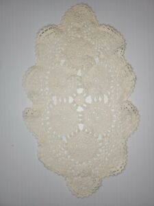 Meduim Oval Hand Crocheted White Doilies 100 Cotton Meduim Oval 12 X 7 