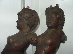 Genuine Rj Horner Oak Wood Figures Maidens Salvage Parts Pediment Pair