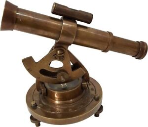 Antique Brass Nautical Alidade Telescope Compass Survey Theodolite Transit Decor