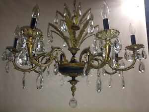 Antique Pure Brass 8 Lights Crystal Huge Chandelier