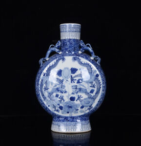 Chinese Blue White Porcelain Handmade Exquisite Dragon Pattern Vase 10414