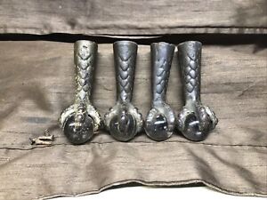 Antique Cast Iron Claw And Glass Ball Table Leg Piano Stool Feet Set Of 4