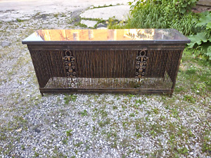 Oscar Bach Antique Art Deco Wrought Iron Radiator Bench Cover With Stone Top