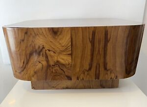 Rare Vtg Postmodern Milo Baughman Style Burl Wood Coffee Table Curved Corners