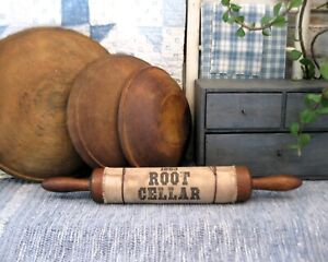 Antique Wood Rolling Pin Homespun Sleeve Root Cellar
