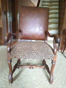 Antique Spanish Baroque Chair Louis Xiii Style Hand Carved
