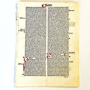 Rare 1495 Froben Incunable Poor Mans Bible Leaf Manuscript Christian Medieval A